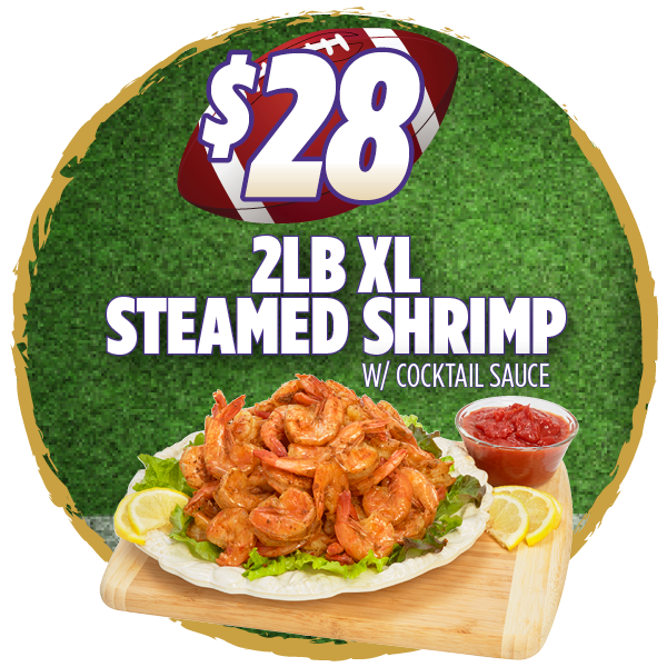 2 lb XL Steamed Shrimp with Cocktail Sauce - $28