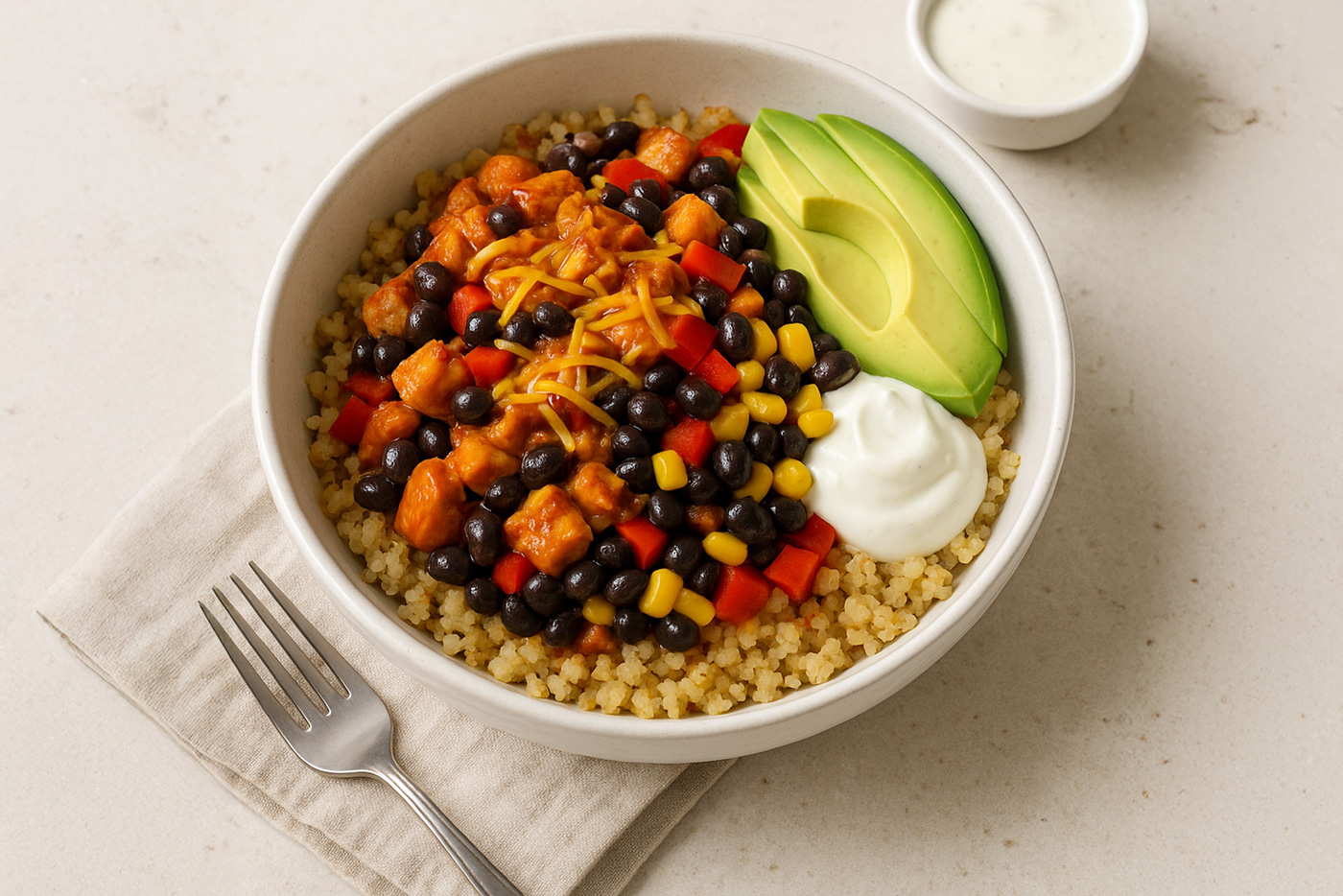 Cauliflower Santa Fe Chicken Rice Bowl