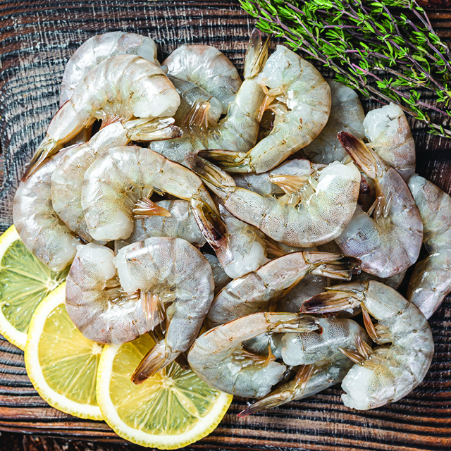 Farm Raised, Salt Water, Frozen 26/30 ct Ex-Large Raw EZ Peel White Shrimp 