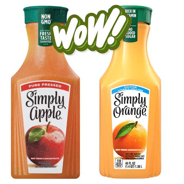 Simply Orange Juice, Apple or Grapefruit Juice