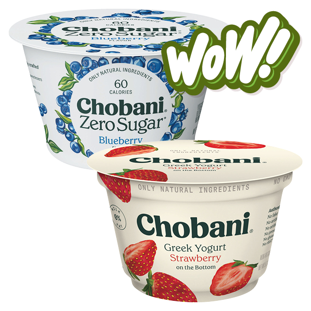 Chobani Fruit On The Bottom, Creations or Zero Sugar Yogurt
