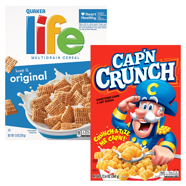Quaker Cap'n Crunch or Life Cereals 