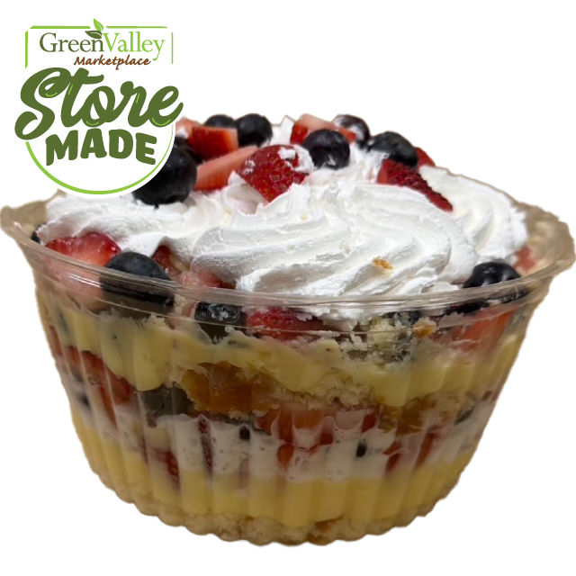 Strawberry & Blueberry Boston Cream or Cheesecake Party Size Trifle